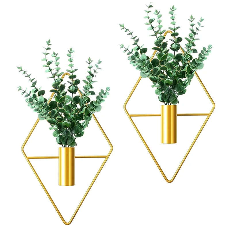 B-T Rhombic Geometric Wall Planter Hanging Vase Durable Wall Plant Holder Hanging Planters Iron Flower Holder B