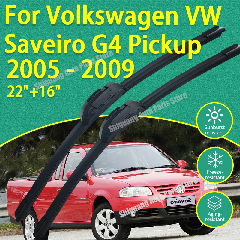 Limpiaparabrisas Delanteros con Revestimiento de Silicona para Volkswagen VW Saveiro G4 Pickup 2005-2009, Accesorios para Limpiaparabrisas