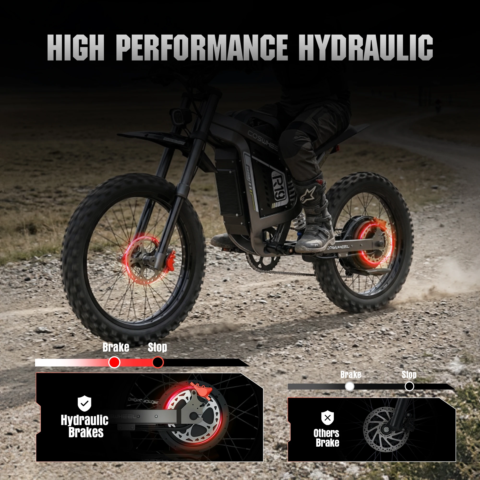 COSWHEEL NEW R19 Electric Cycle 72V 40AH 96km/h Lithium Battery Adult Mountain Ebike 9000W Mountain Electric Men's Moped Road E Trucks - view 5