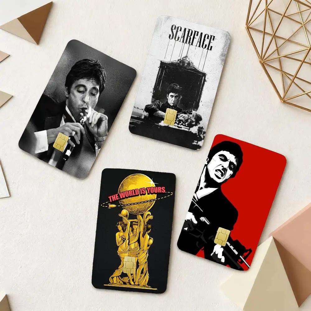 

Classic Crime Movie S-Scarface Card Stickers Small Waterproof Chip 4PCS Card Sticker Anti-Scratch