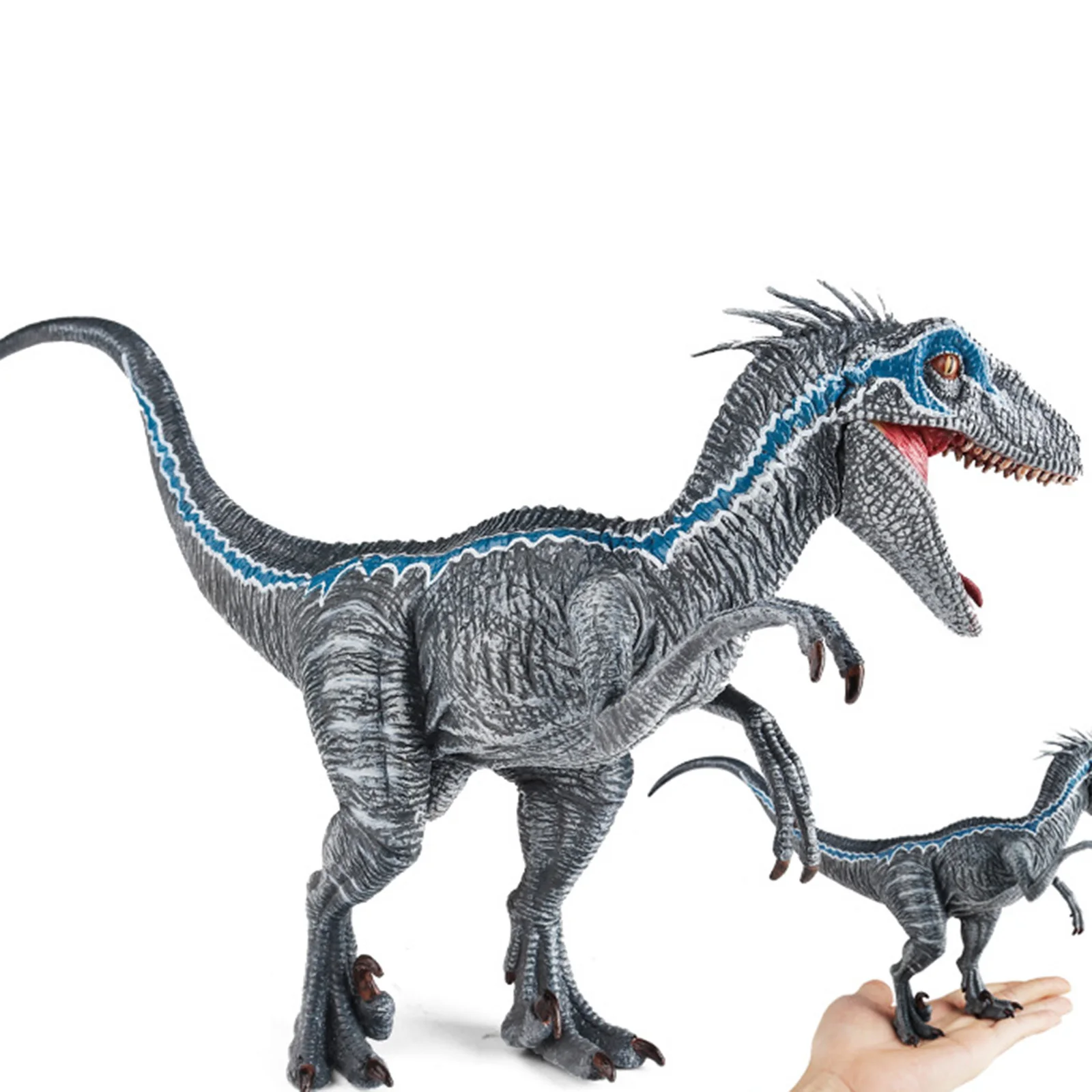 Blue Velociraptor Mongoliensis with Movable Joints Realistic Jurassic Dinosaur Animal Figure Adult Children Gift Toys Ornaments