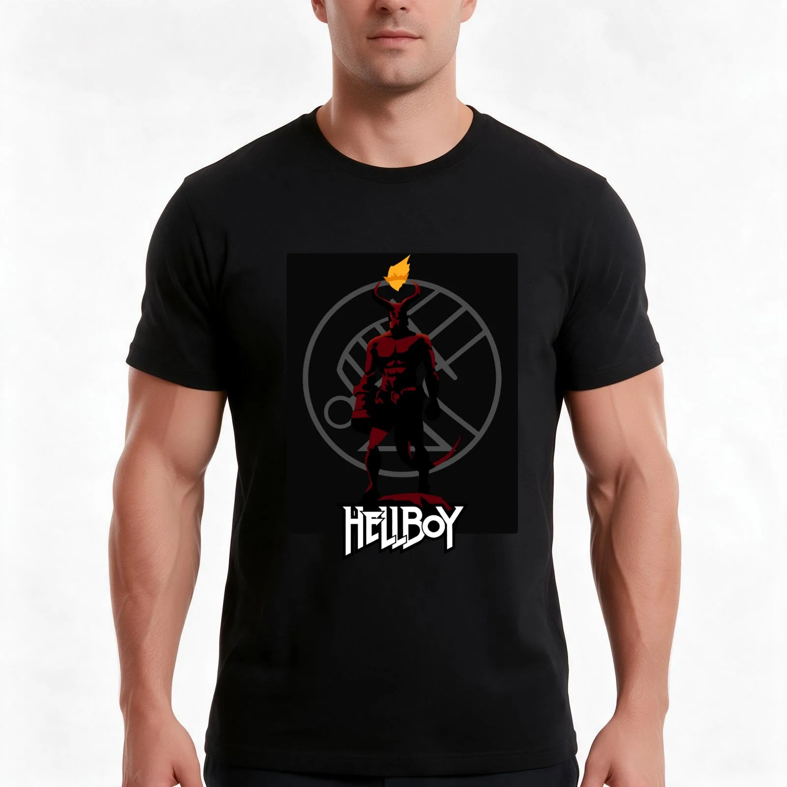 Hellboy T-Shirt, Summer Casual Cotton Tee, Oversized Streetwear Tops, Vintage Graphic Print, Loose Fit Short Sleeve, 100% Cotton