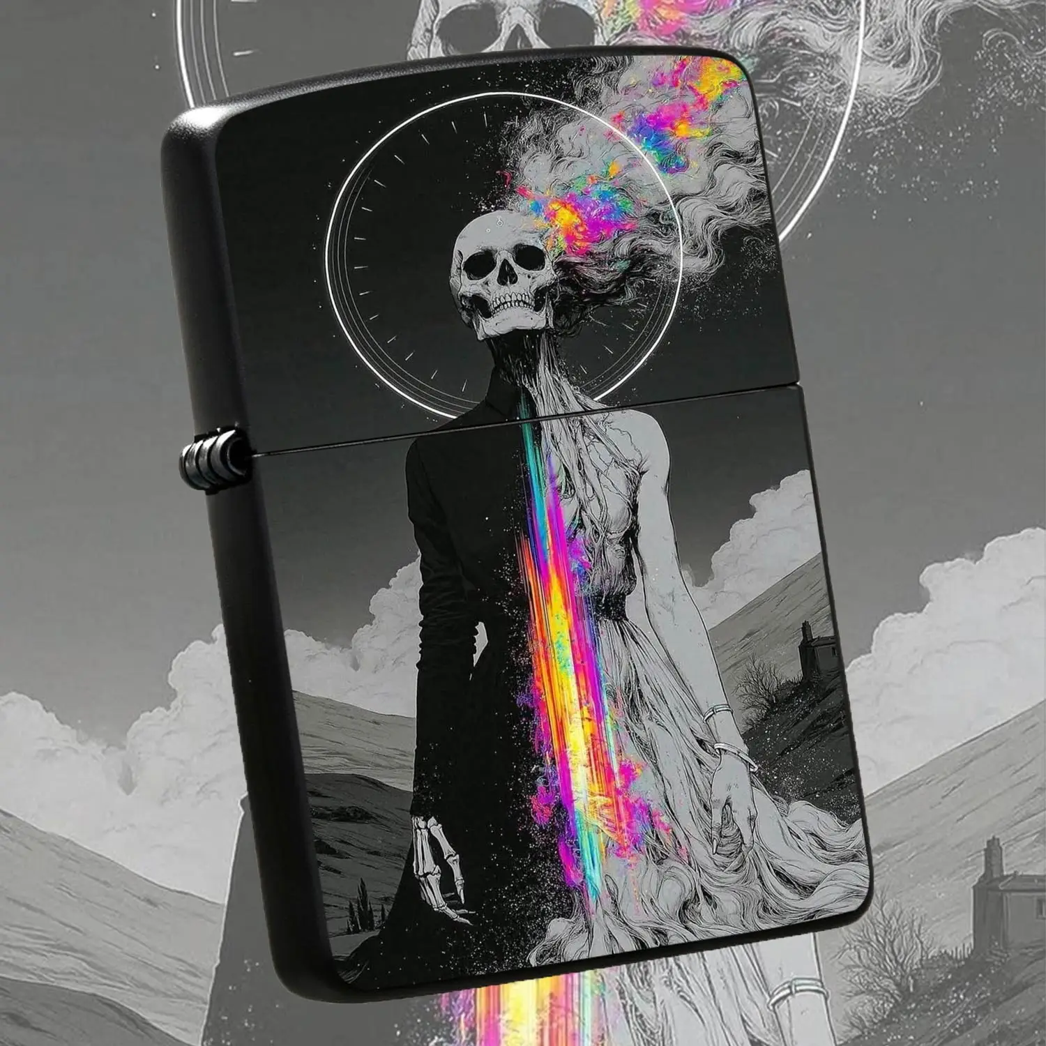 Psychedelic Skeleton Art Portable Igniter, Aesthetic Creative Trendy Accessory, Practical Daily Gear For Camping Gathering Outings, Unique Thoughtful Gift For Friends, Fits All Kinds Of Daily Usage Scenarios With Stunni A Humorous And Inter