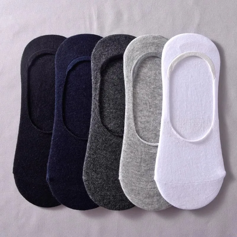 5Pairs Unisex Casual Solid Color Boat Socks Thin Breathable Comfy Anti Odor Sweat-absorbing Low Cut Ankle Socks for Men Women