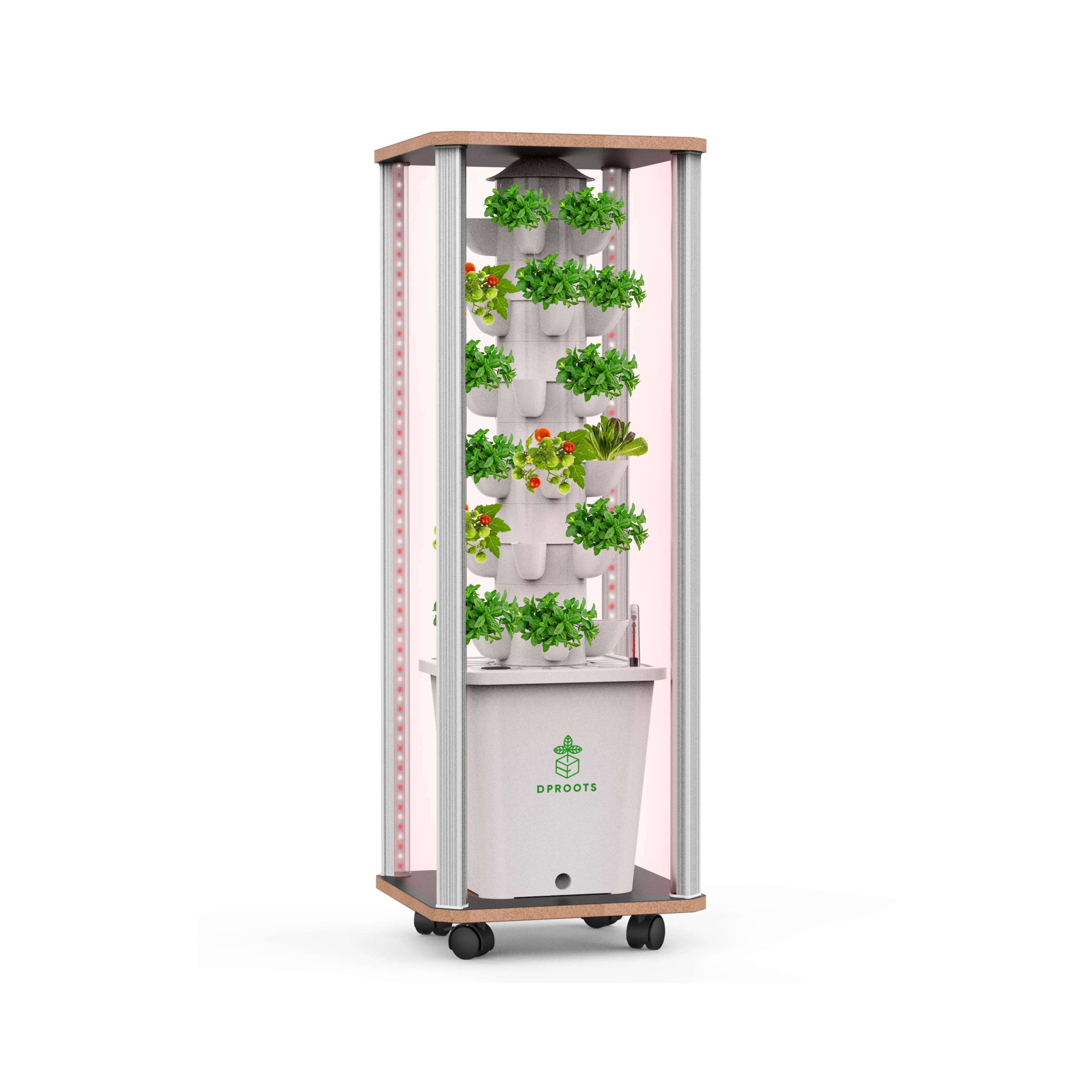 

DPROOTS 30 Pods Garden Vertical Planting System Hydroponic Growing Tower With LED Light for Indoor Greenhouse Herbs Vegetables