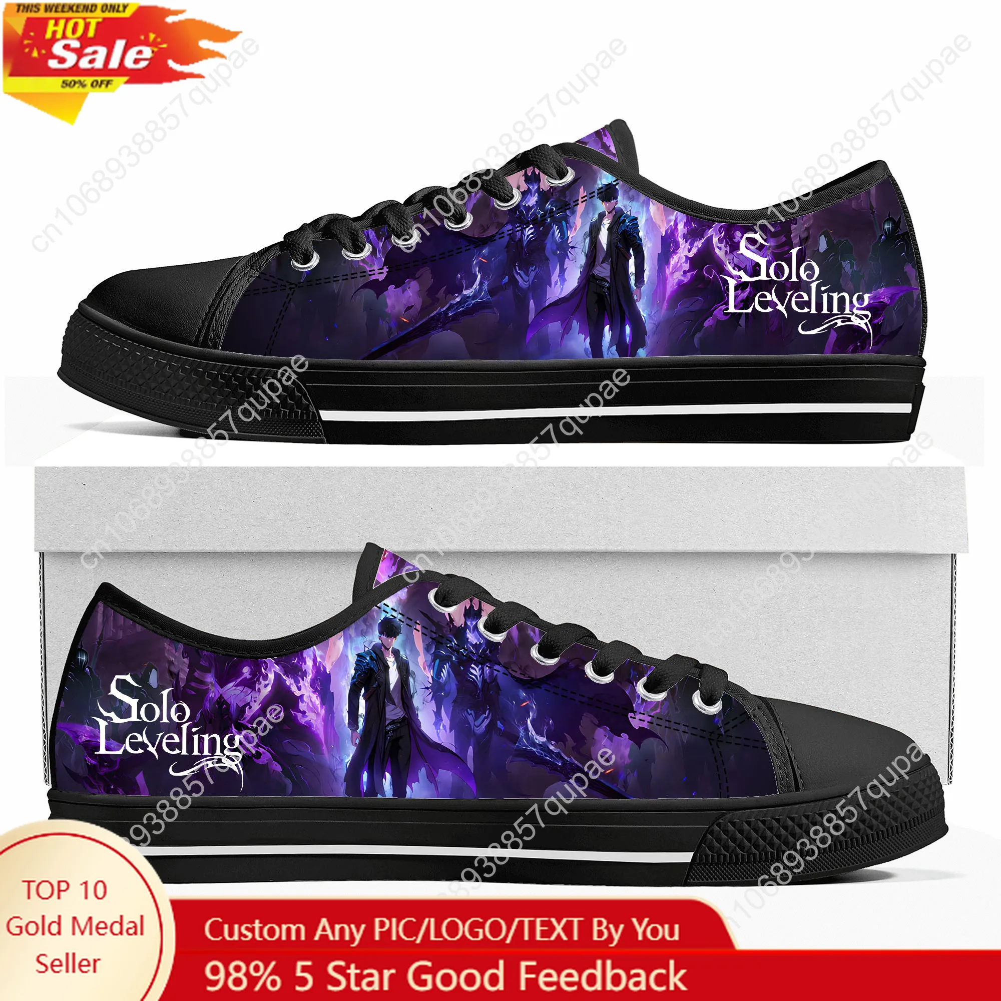 

Anime Manga Solo Leveling Sung Jin-Woo Low Top High Quality Sneakers Mens Women Teenager Canvas Sneaker Casual Hiking Shoes