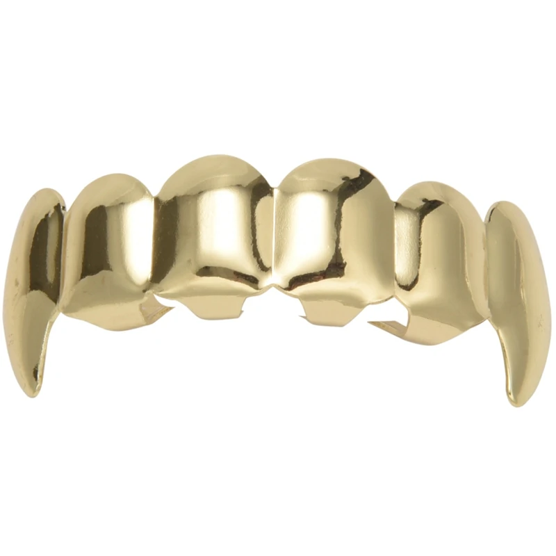 Gold Men And Women Unisex Fashion Hip Hop Teeth Grillz High Quality Jewelry Decorate Copper Teeth Braces Halloween Decorative Br