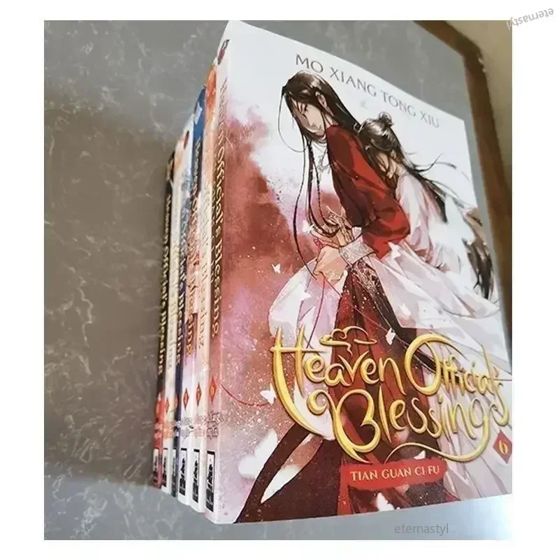 

7 КНИГОВ 1-7 английский роман Небесное официальное благословение Moxiang Copper Smelly Novel комиксы + открытка в подарок DIFUYA