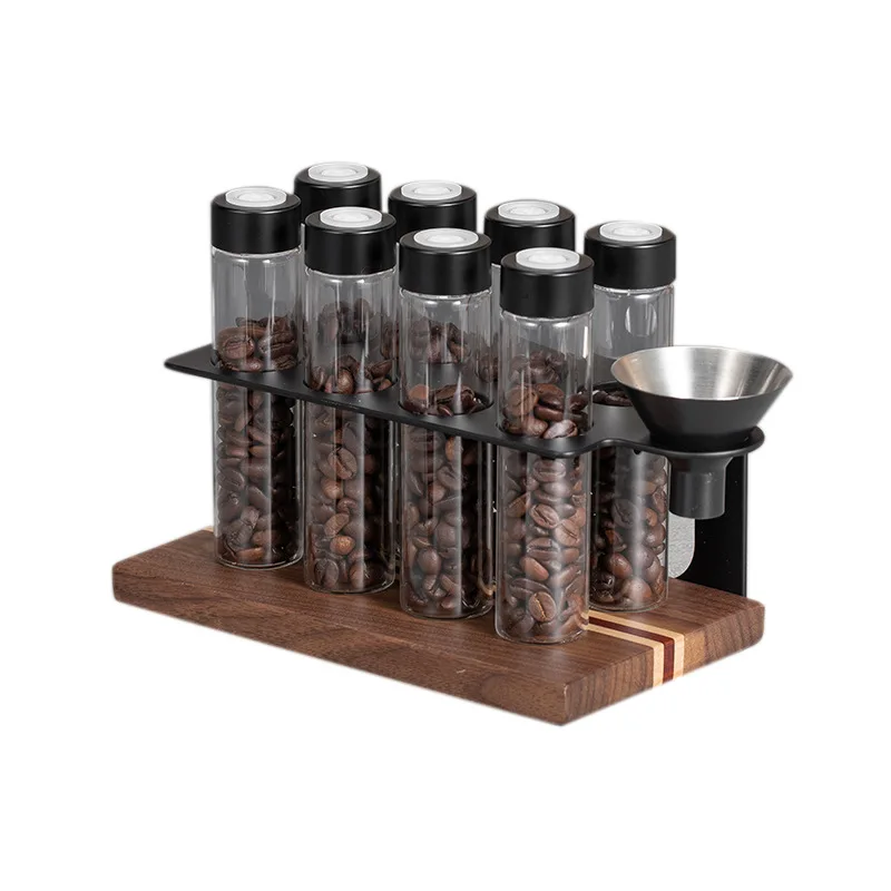 

Walnut solid wood base, portable sealed coffee bean can, one-way exhaust bean bottle