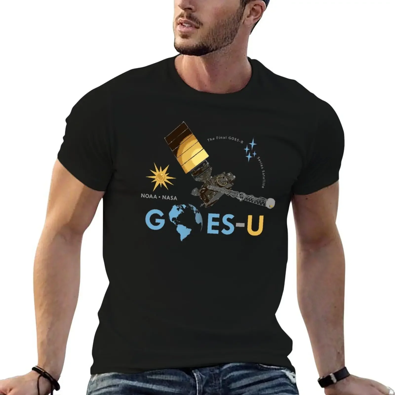 GOES-U Satellite (Lite Text) T-Shirt quick drying aesthetic clothes sports fans mens graphic t-shirts anime