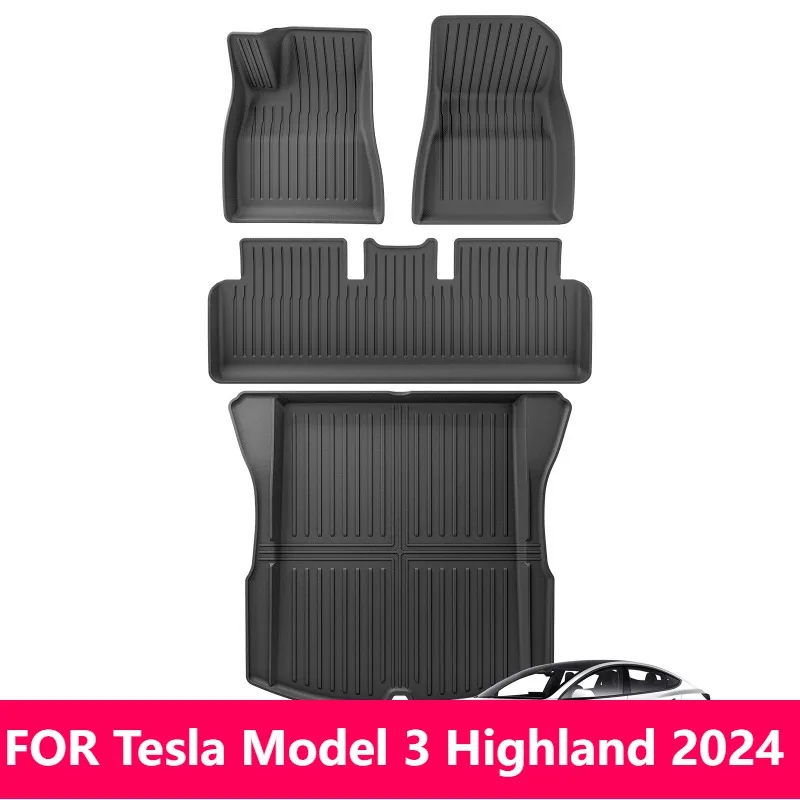 

Для Tesla Model 3 Highland 2024 TPE 3D коврики и подкладка багажника водонепроницаемые автомобильные аксессуары