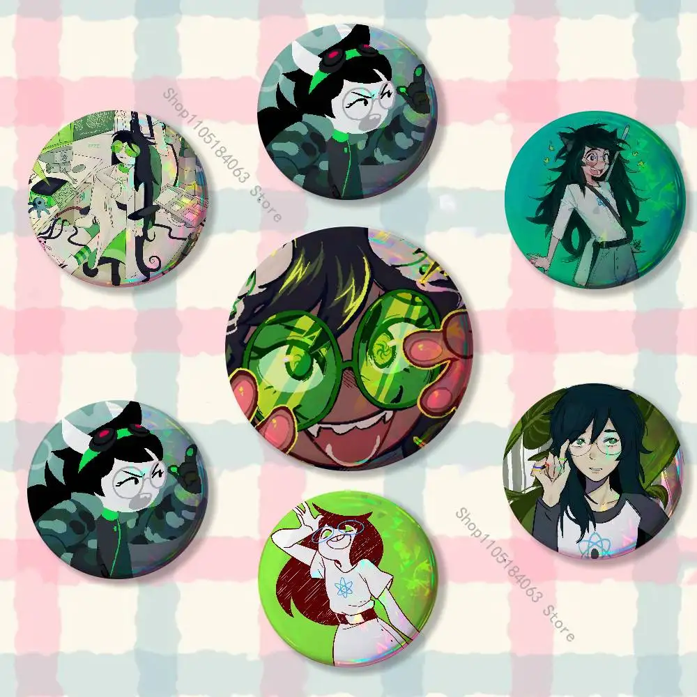 H-Homestuck J-Jade Harley Creative Round Badge Button Pin Bag Decor Fans Collection Friends Gift Brooch