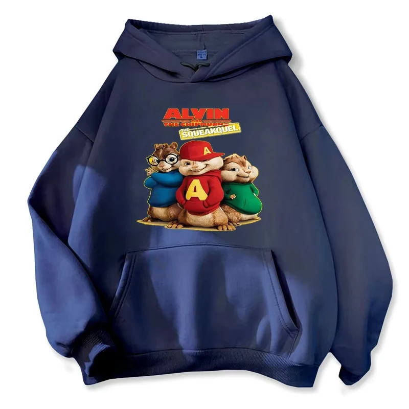 Weicher, bequemer Cartoon-Hoodie Alvin und die Chipmunks Grün Rot Blau Langarm-Pullover Kapuzenpullover Film-Animation – Detail 13