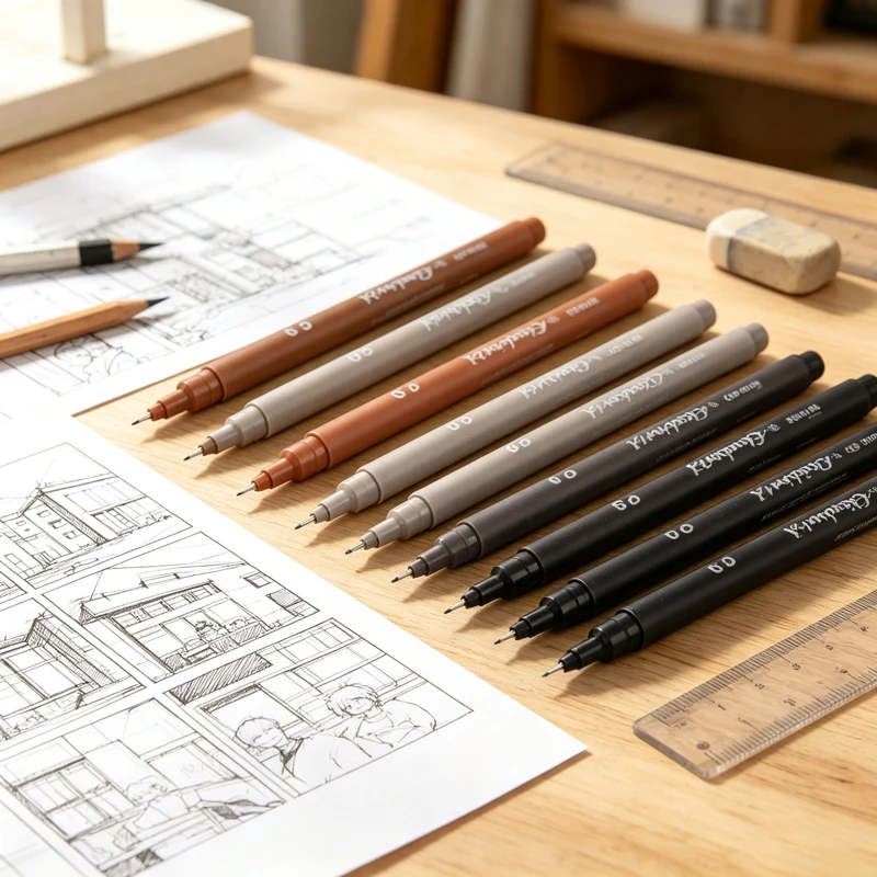 5Pcs Multi Tip Fine Line Drawing Pen Set, Waterproof Quick Dry Art Markers for Sketching, Cartoon Drafting Design Art Supplies