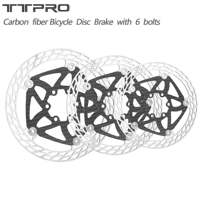 TTPRO Carbon Fibre Bike Disc Brake Rotor Ultralight 140/160/180MM 6 Bolts Floating Rotor MTB Road Bicycle Brake Cycling Parts