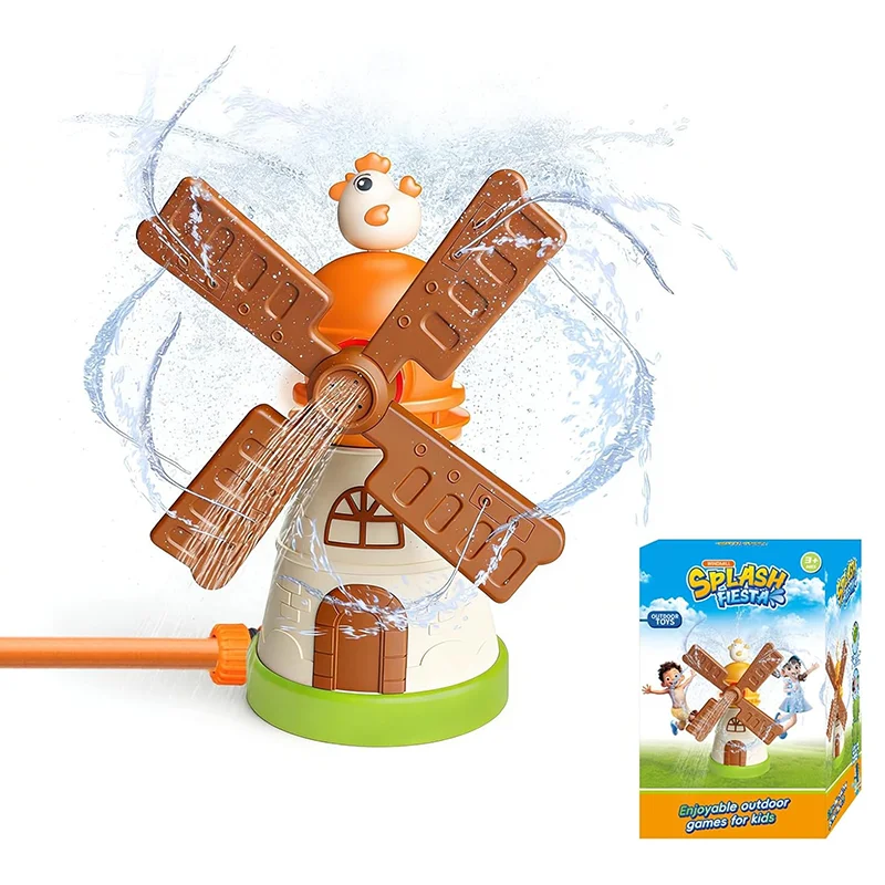 

Уличный вращающийся разбрызгиватель для игр, простая установка, форма ветряной мельницы, широкое охватывающее поле, 360° ° Вращающаяся игрушка-ветрячок в виде милого цыпленка, детская игрушка для игр с водой