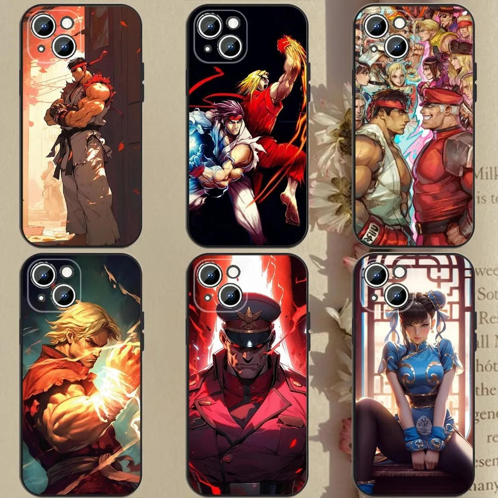 

Game S-Street F-Fighter Phone Case For Apple iPhone 15,14,13,12,11,XS,XR,X,8,7,Pro,Max,Plus,mini Silicone Black Cover