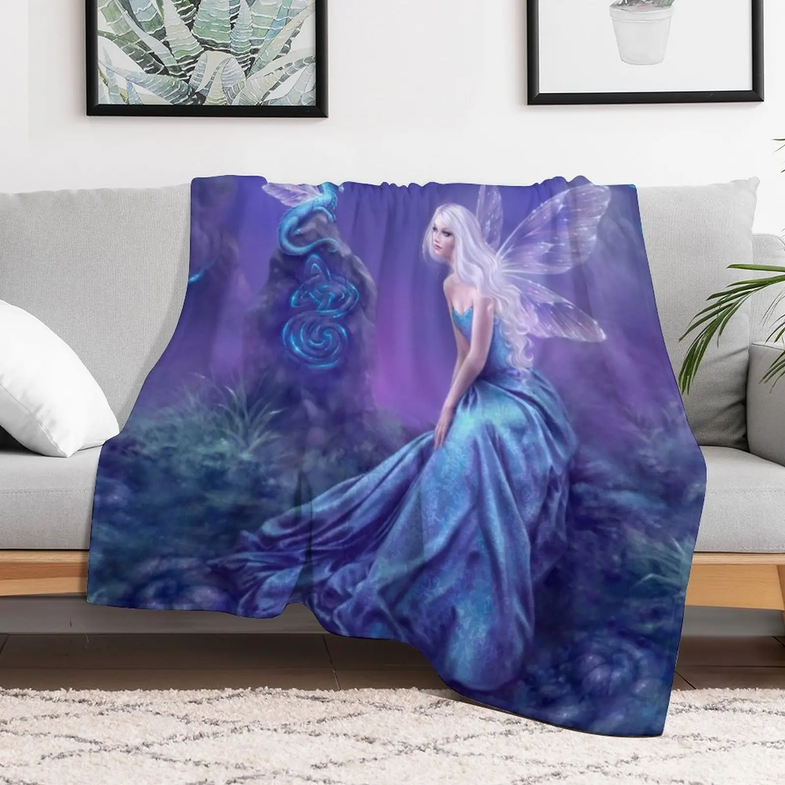 Luminescent Fairy & Dragon Art Throw Blanket Stuffeds wednesday Blankets