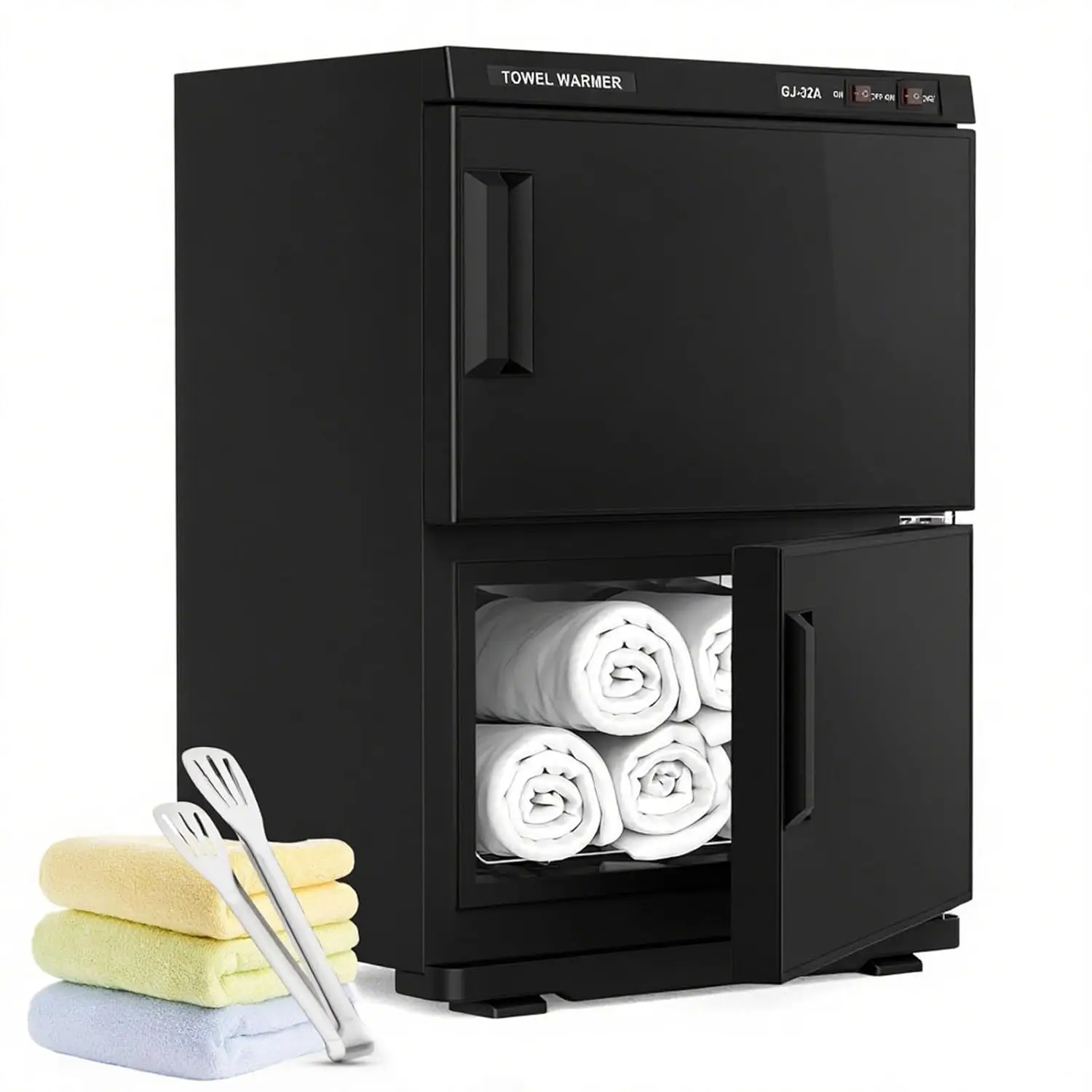 

32L Large Capacity Towel Warmer with Dual Heating, Stainless Steel Rack & Drip Tray for Spa and Home Use