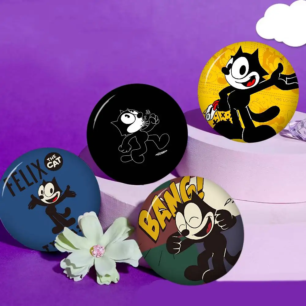 F-Felix the Cat Anime Brooches Cute Cartoon  Badge Jacket Jeans Lapel Pin Gift Accessorie