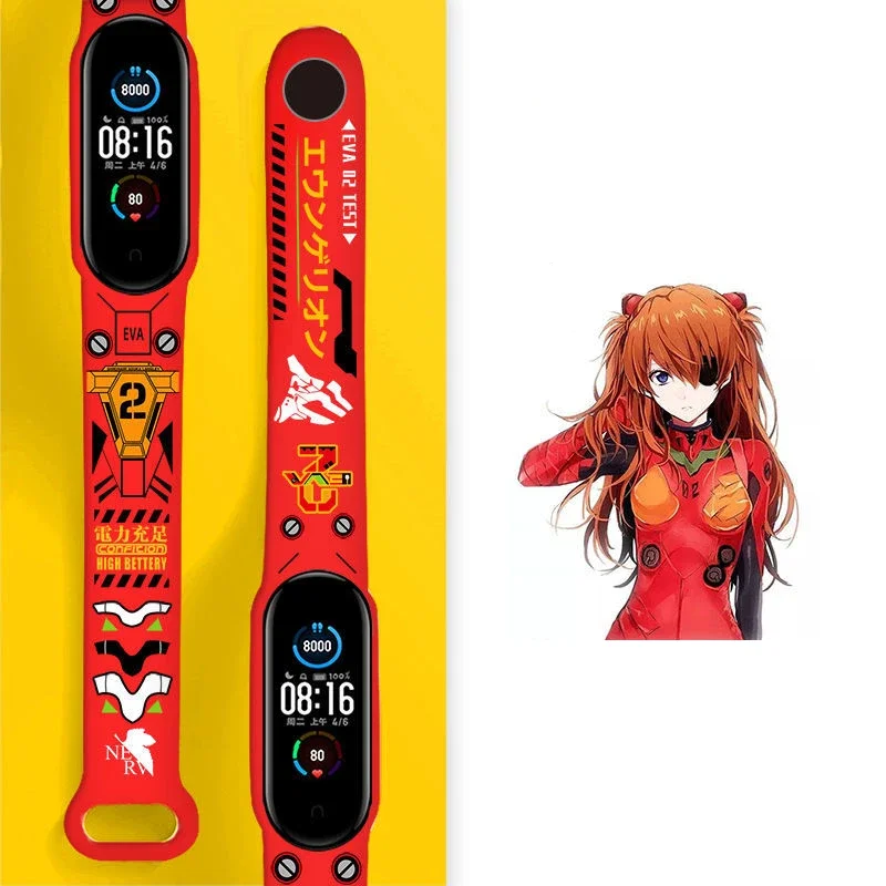 EVANGELION EVA-01 TIPO di TEST Cinturino per Mi band 3 4 5 6 7 Correa miband5 miband6 Sostituzione cinturino in TPU Bracciale Xiaomi band 7