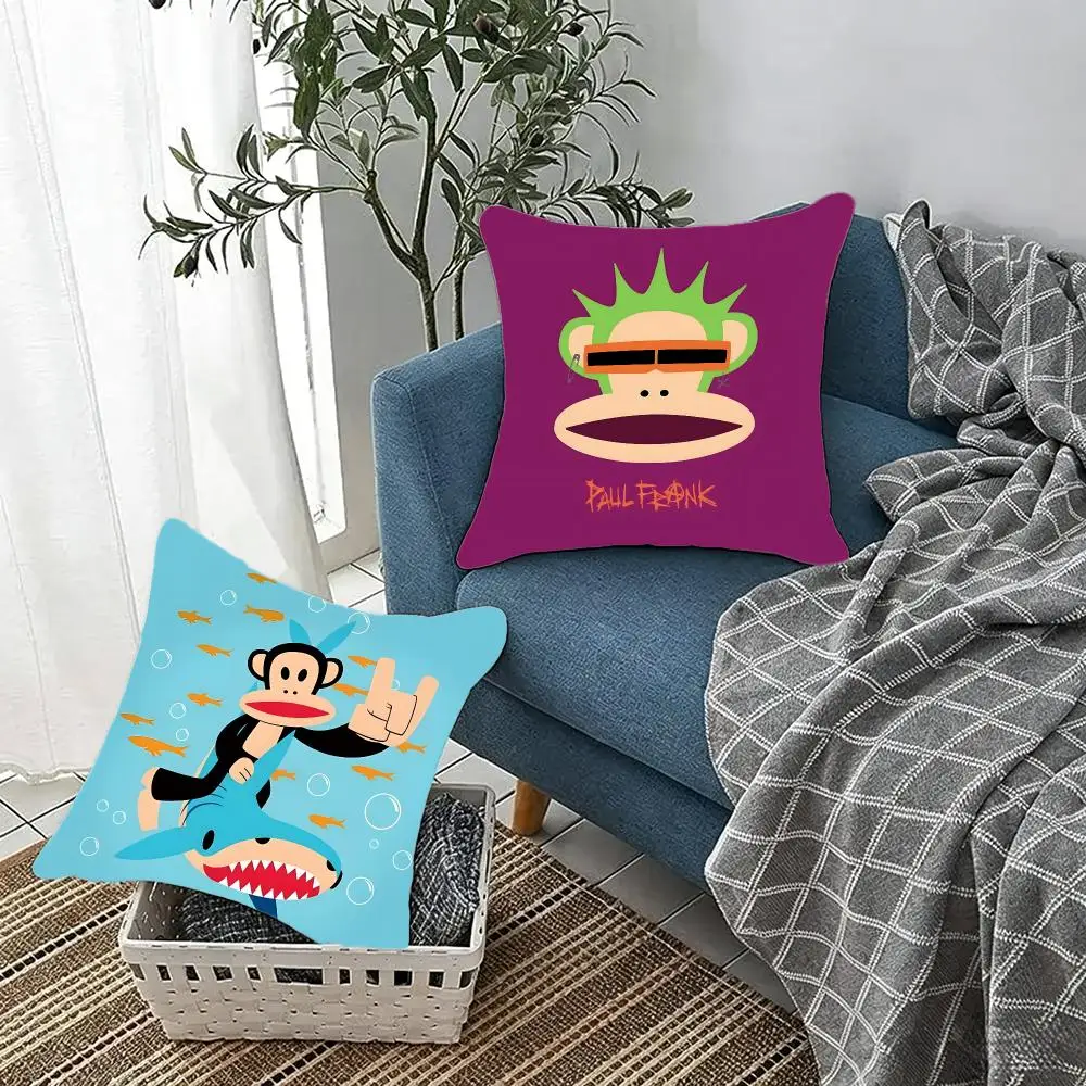 Playful Cartoon-Brand P-Paul Frank Cushion Cover Fluffy velvet Nordic style plush Living room sofa decorative