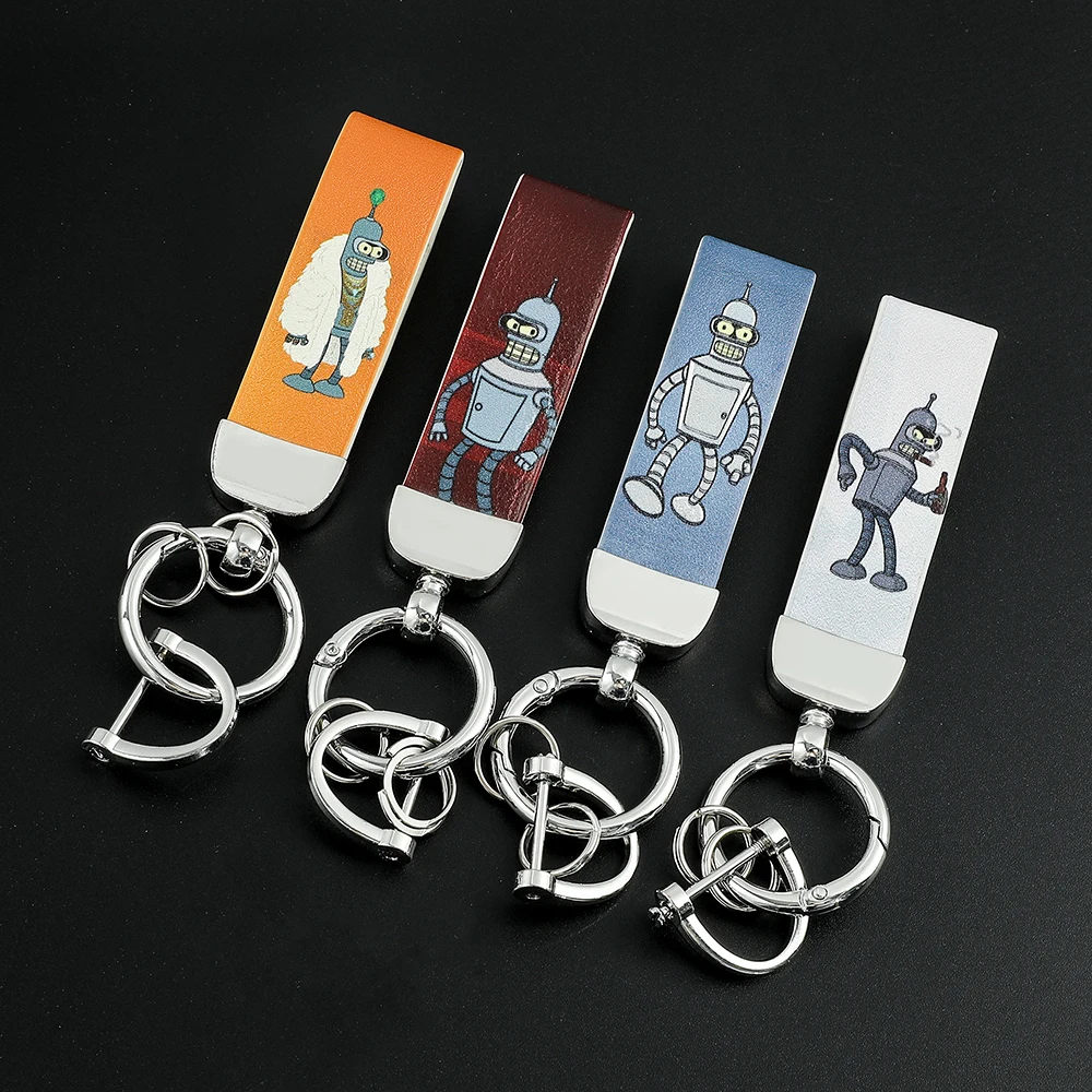 الكوميديا أنيمي فوتثرما المفاتيح لطيف روبوت مطبوعة قلادة Keyrings لحقيبة الظهر اكسسوارات حامل مفتاح معدني قابل للفتح