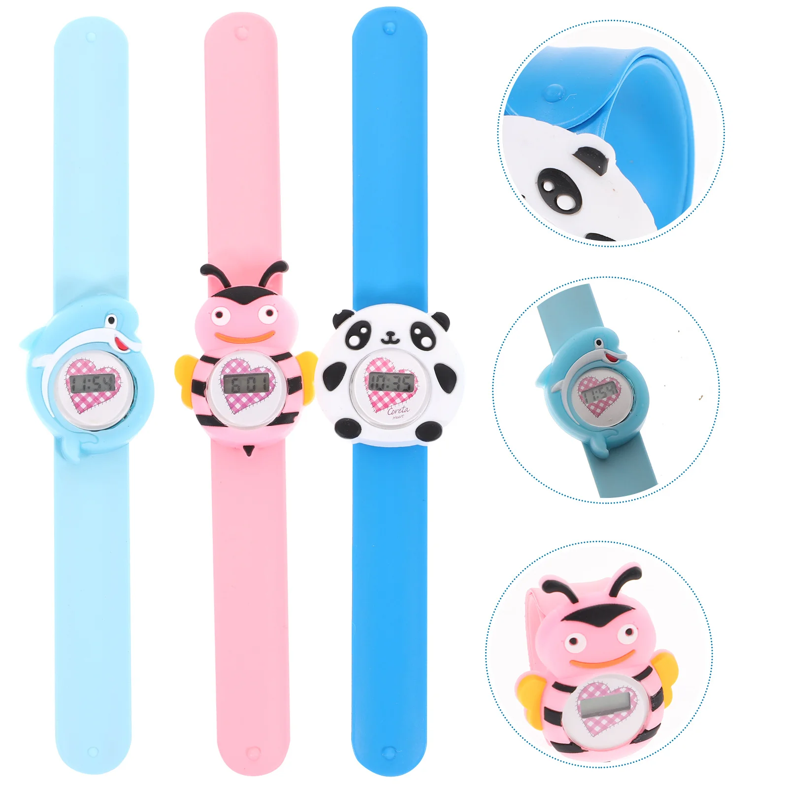 3 قطع من الساعات الإلكترونية المصنوعة من السيليكون لتصميم الرسوم المتحركة وأرقام واضحة وساعة يد تعليمية هدية جميلة للطلاب #1