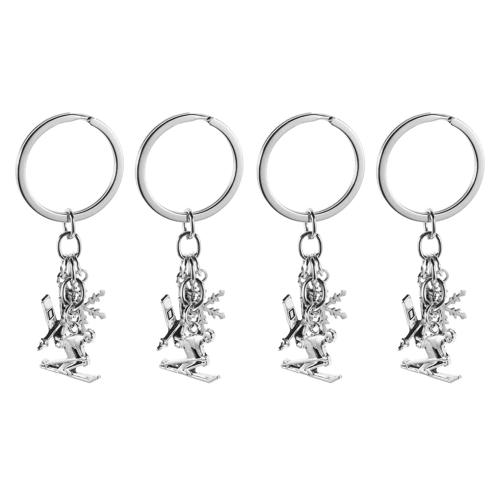

4Pcs Skiing Keychain Snowflake Charms Winter Sports Snowboard Pendant Ski Accessories for Handbag Backpack Ski Favor