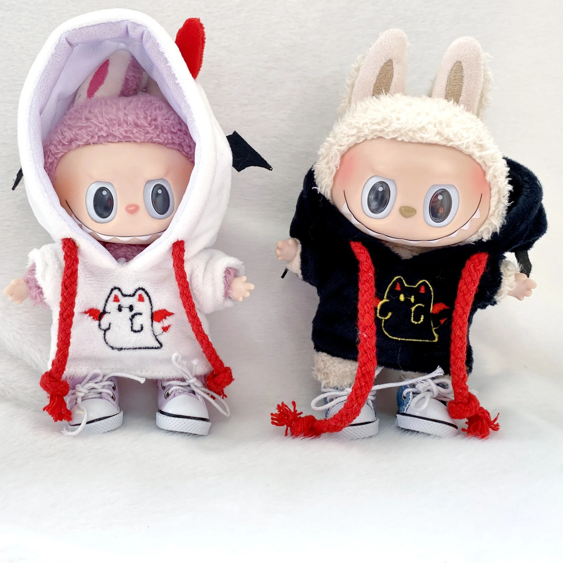 Labubu ตุ๊กตาเสื้อผ้า 17 ซม.ฮาโลวีน BAT & Little DEVIL Hoodie อุปกรณ์เสริม-สําหรับ Labubu I/II Idol ตุ๊กตานั่งปาร์ตี้