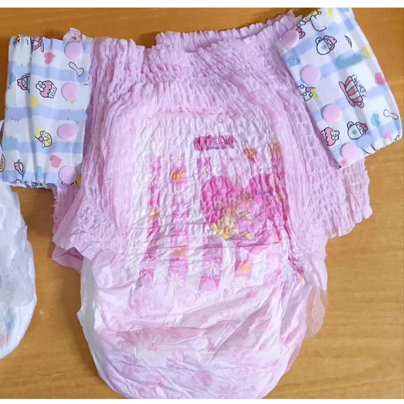 Cotton Cartoon Pattern Adult ABDL All-in-one Pull-Up Pants Extension Strap 10cm Wide With Snaps DDLG Washable Diaper Briefs Belt
