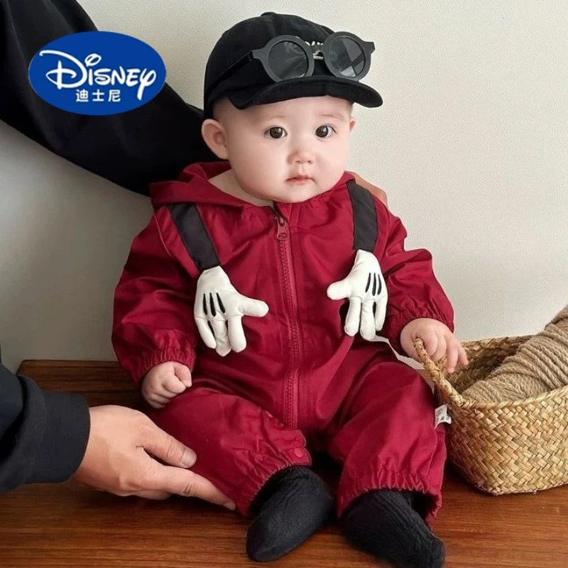 

Disney 2025 Baby Fleece Romper Spring Autumn Winter Infant Windbreaker Newborn Outfit
