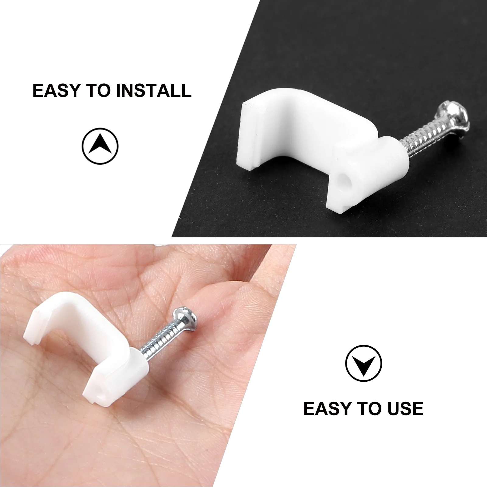 

500pcs Square Plastic Steel Nail Plastic Cable Clip Management Clips For Home Office Wire Organizer Clips