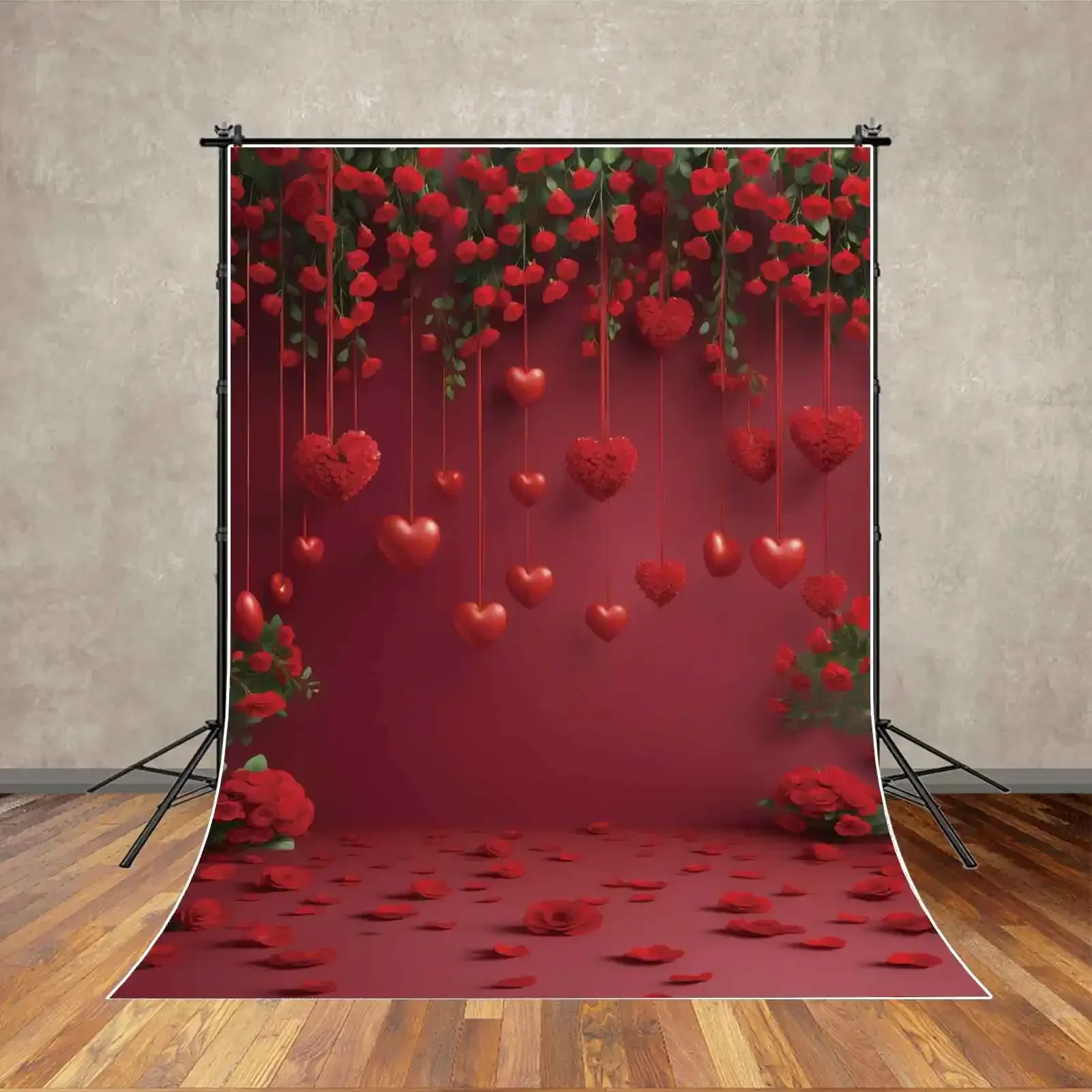 MOON.QG عيد الحب 14 فبراير التصوير خلفية معلقة القلب الأحمر روز الزهور استوديو الصور خلفية زينة الحفلات