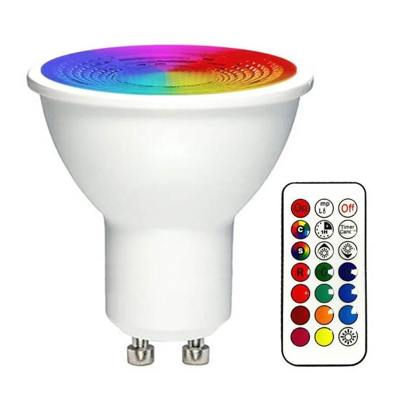 RGBW GU10 LED que cambia de Color, 2 modos de iluminación, bombilla LED RGB de 3W con Control remoto, función de temporizador de memoria para Bar y escenario