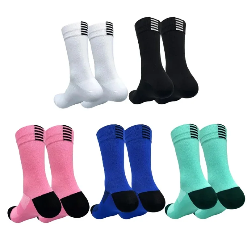 4 Paar Radsocken für Herren und Damen, Terry-Sohle, gepolsterte Laufsocken, Fußgewölbestütze, Basketball-Sportsocken, Kompressionssocken für Rennrad, MTB und Straßenradfahren