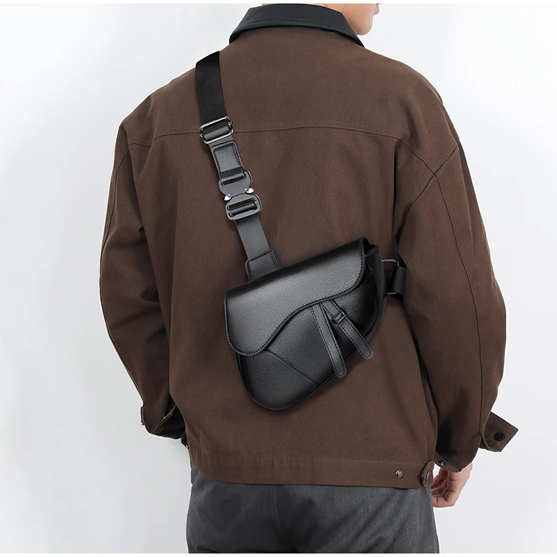 Neue männer Sattel Umhängetasche Zipper Schulter Tasche Leichte Einzigen Riemen Messenger Geldbörse Für Männer Einfarbig Casual Brust Tasche – Detail 12