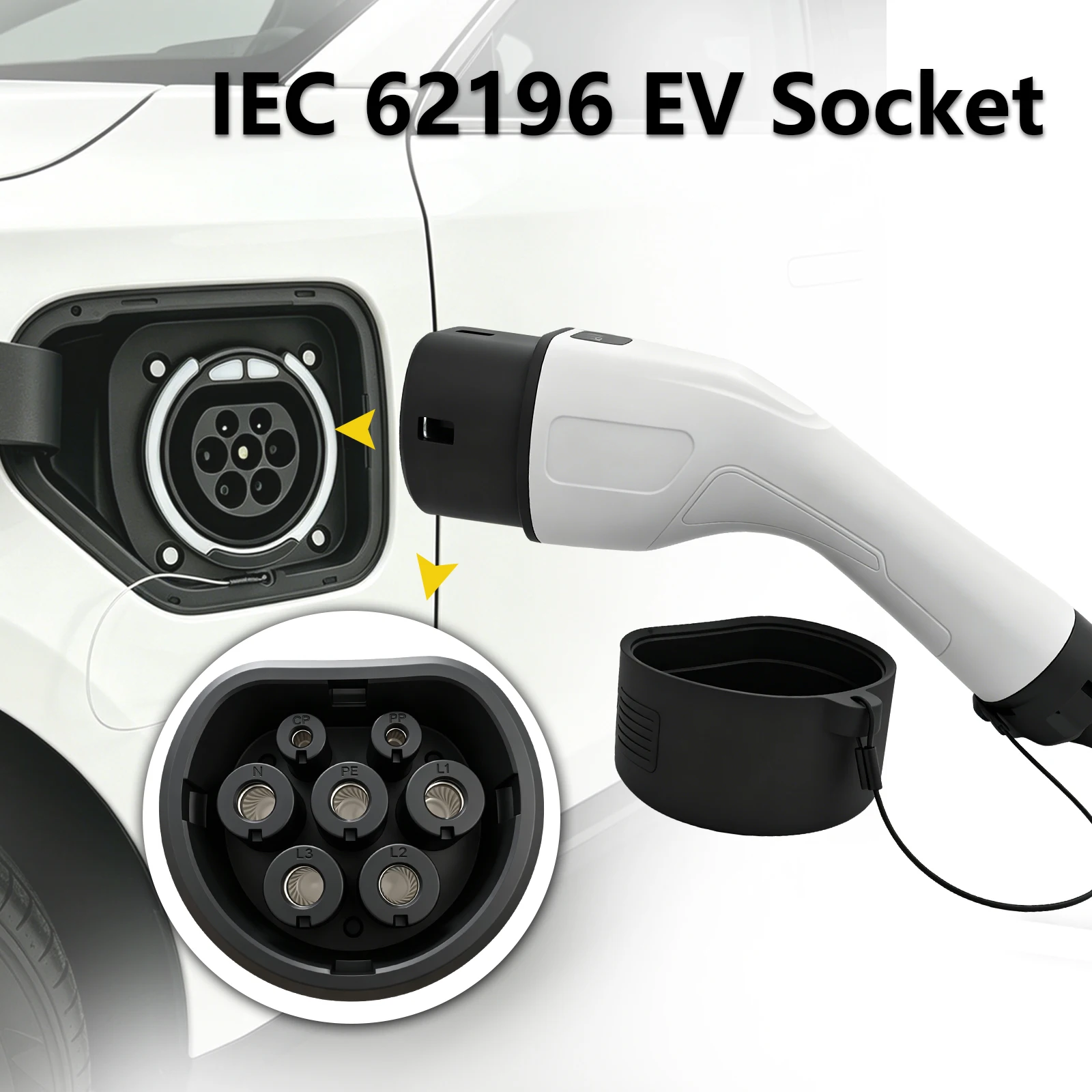 Typ 2 EV-Eingangssteckdose, 16A-32A 1P 3-Phasen IEC 62196-2 Versiegelter Ladeanschluss Ersatzadapter für Elektrofahrzeuge – Detail 2