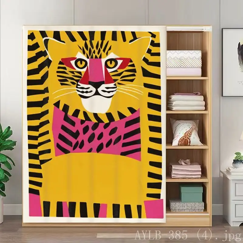 VIKAMA Nature Leopard Noren Door Curtain Jungle Botanical Print Wardrobe Cover Divider Bedroom Closet Entryway Drape
