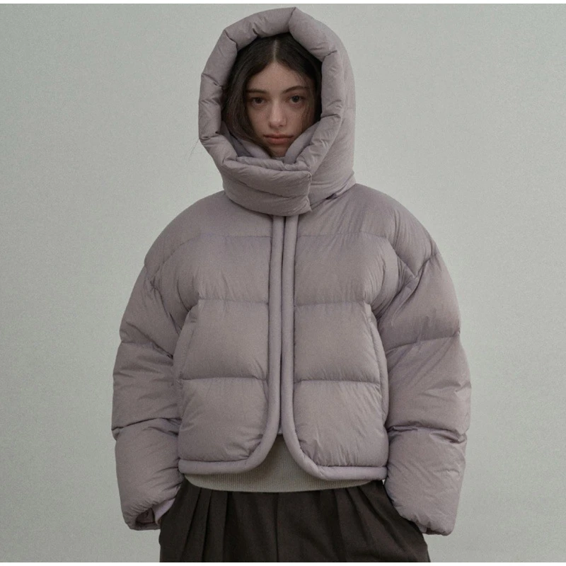 Hooded Stand Collar Fitted Puffer Coat Zip‑Up Oversized 2026 Winter Women Warm Padded Jacket Glam Causal Lady Cotton‑Padded Coat