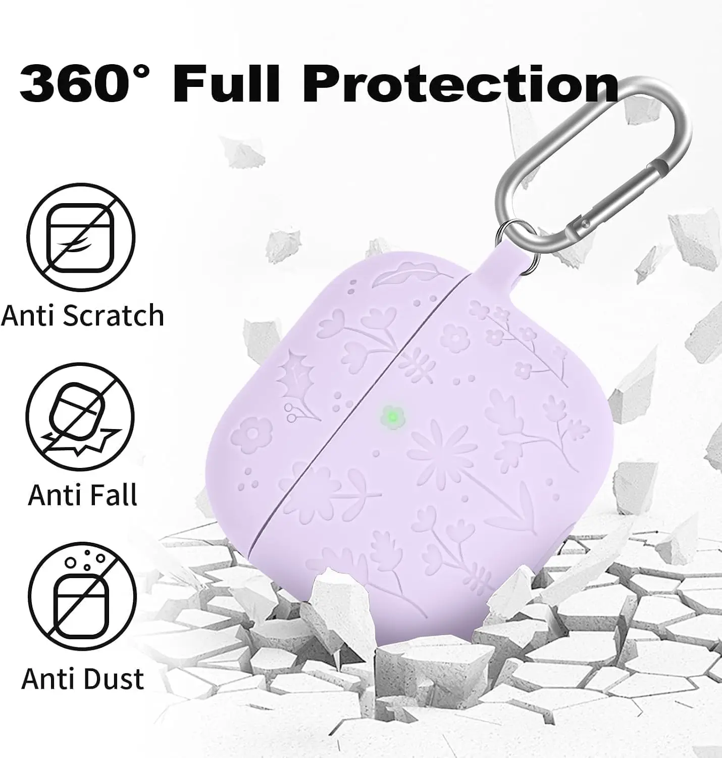 for AirPods 5/4 (2026/2024) Silicone Case Flower-engraved Cover with Keychain Soft Full Protective Cases for AirPods 5/4/Pro 3