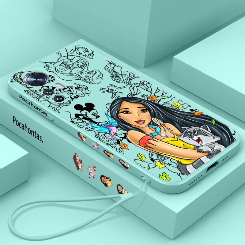 

Disney Pocahontas Phone Case For Xiaomi Mi A3 9 10 11 12 13 Note 10 Lite SE T X Pro Liquid Left Rope Funda Shell Soft Silicone