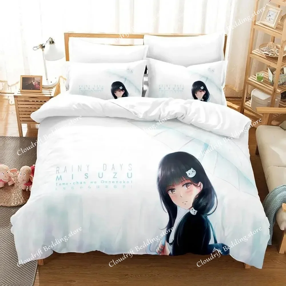 Tomo-chan Is A Girl! Bedding Set Single Twin Full Queen King Size Bed Set Adult Kid Bedroom Duvet Cover Set Anime