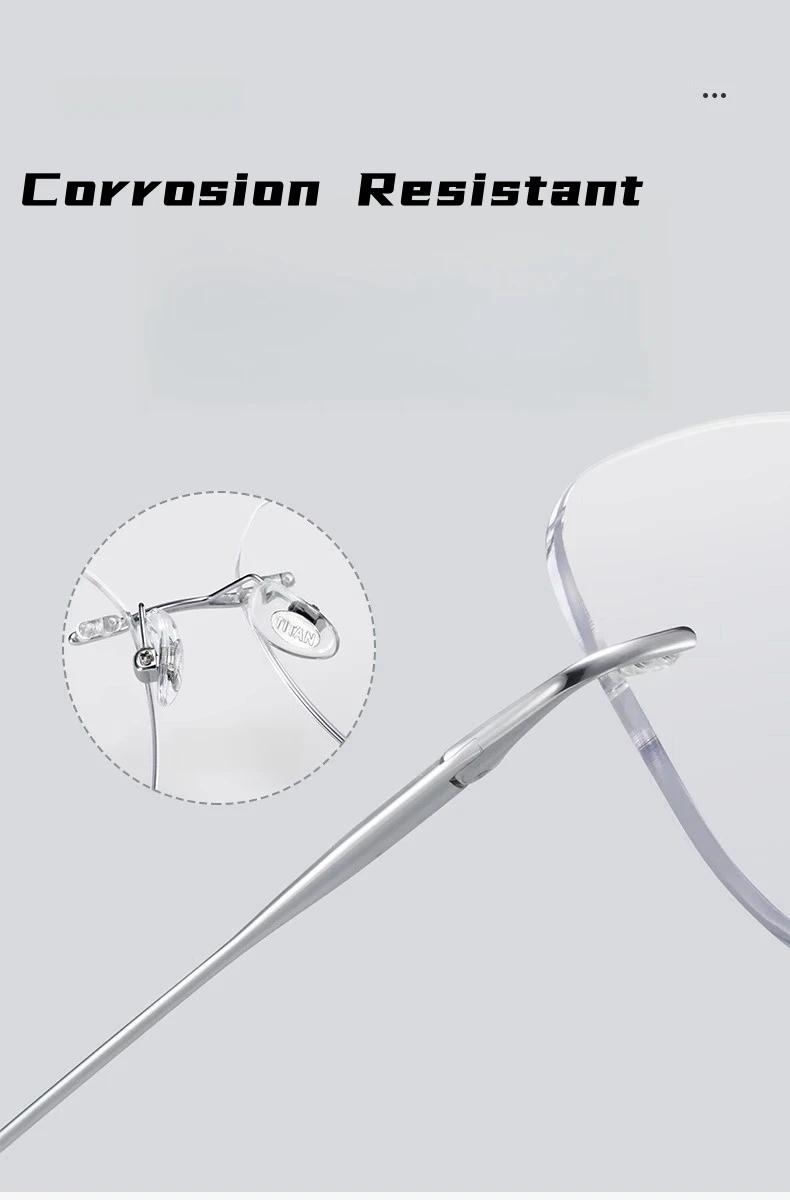 YIMARUILI Mode Temperament Reinem Titan Randlose Brille Frauen Retro Trend Optische Brillen Rahmen Männer 8925-F – Detail 8