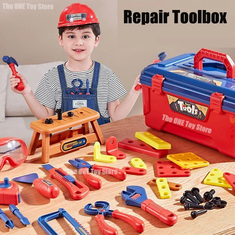 เด็กซ่อมกล่องเครื่องมือชุดจําลองไขควงไฟฟ้าและเจาะ Pretend Play วิศวกรรมประกอบของเล่นของขวัญเพื่อการศึกษา