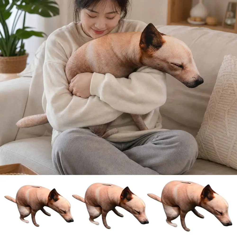 Funny Squatting Dog Plush Toy Realistic 3D Print Simulation Puppy Stuffed Doll PP Cotton Soft Throw Pillow Gag Gift Home Decor
