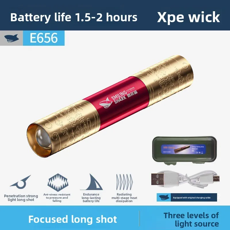 Mini Retractable Zoom Flashlight Three Gear Adjustable Highlight Portable Tail Switch Outdoor Camping Hiking Torch