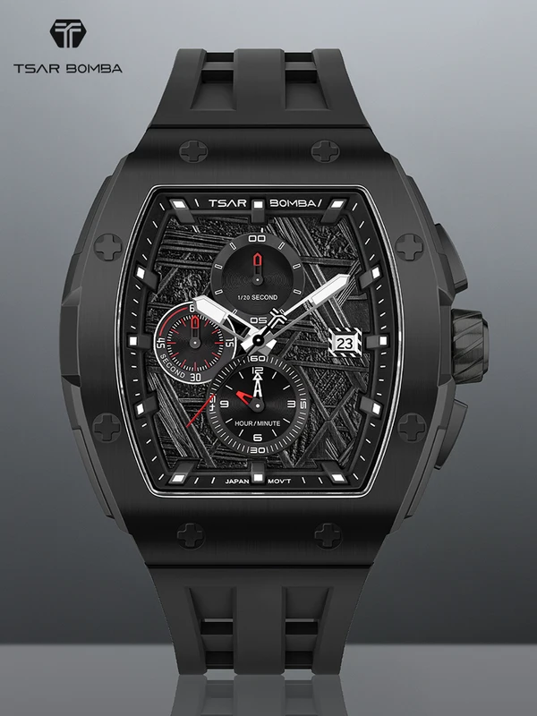 TSAR BOMBA Watch for Men Luxury Quartz Tonneau Wristwatch Sapphire Chronograph Waterproof Clock Valentine's day Gift 2023 New