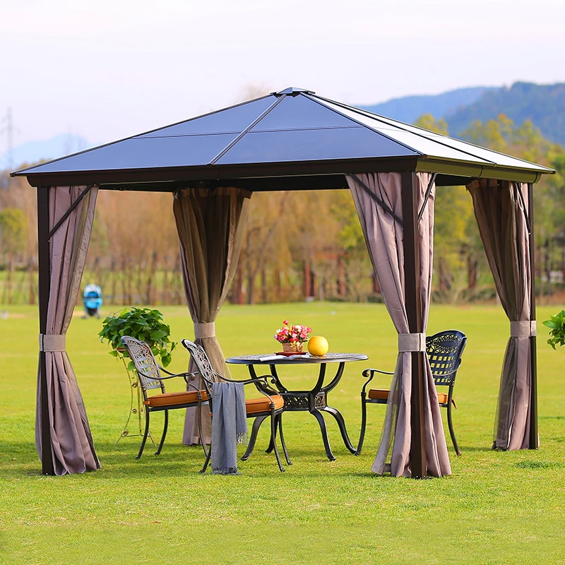 

Large Heavy Duty Outdoor Aluminum Alloy Gazebo Waterproof Wind Resistant Patio Garden Gazebo for Backyard Park