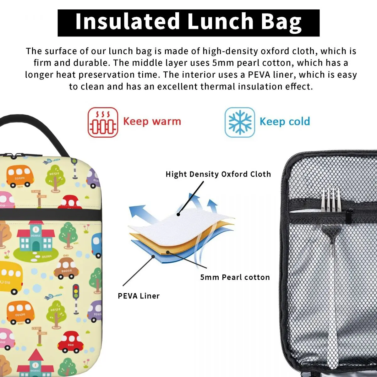 الكرتون جرافة حفارة مطافئ شاحنة الغداء حقيبة الرجعية علب الاغذية المدرسة المحمولة معزول الحرارية حمل حقائب اليد حقيبة للحفاظ على البرودة #3